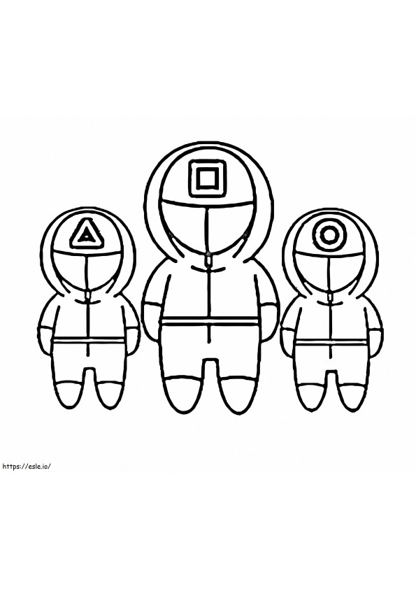 Coloriage Trois personnes en uniforme de garde rouge Chibi à imprimer dessin