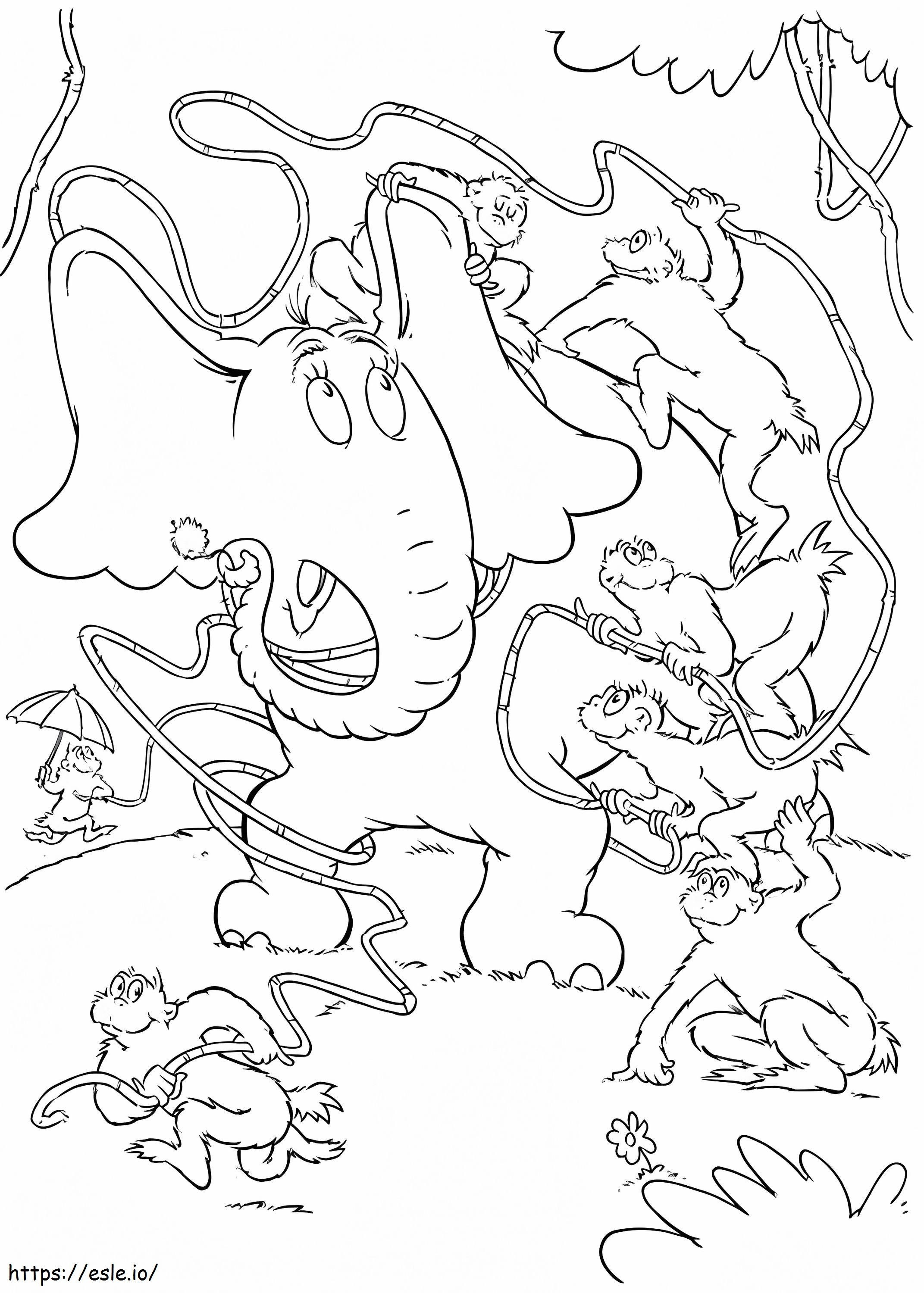 Coloriage Horton Éléphant Et Wickershams à imprimer dessin