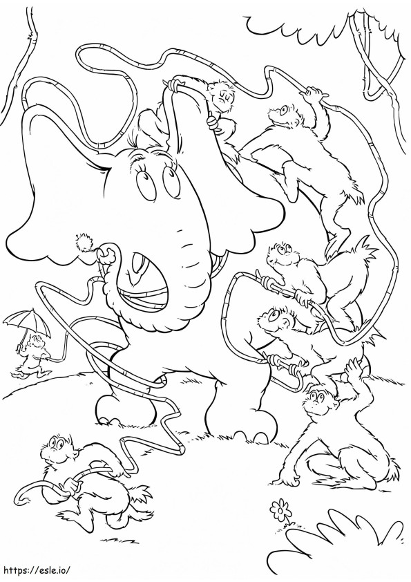 Horton Elephant And Wickershams coloring page