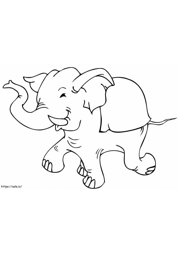 Elefantul fericit alergând de colorat