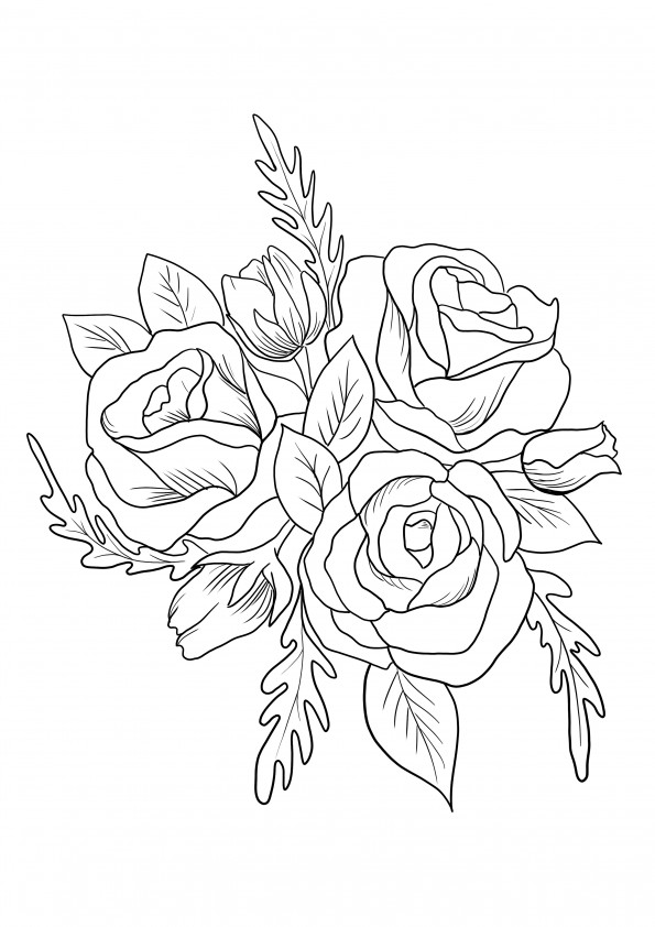 Bouquet of roses for free coloring and downloading