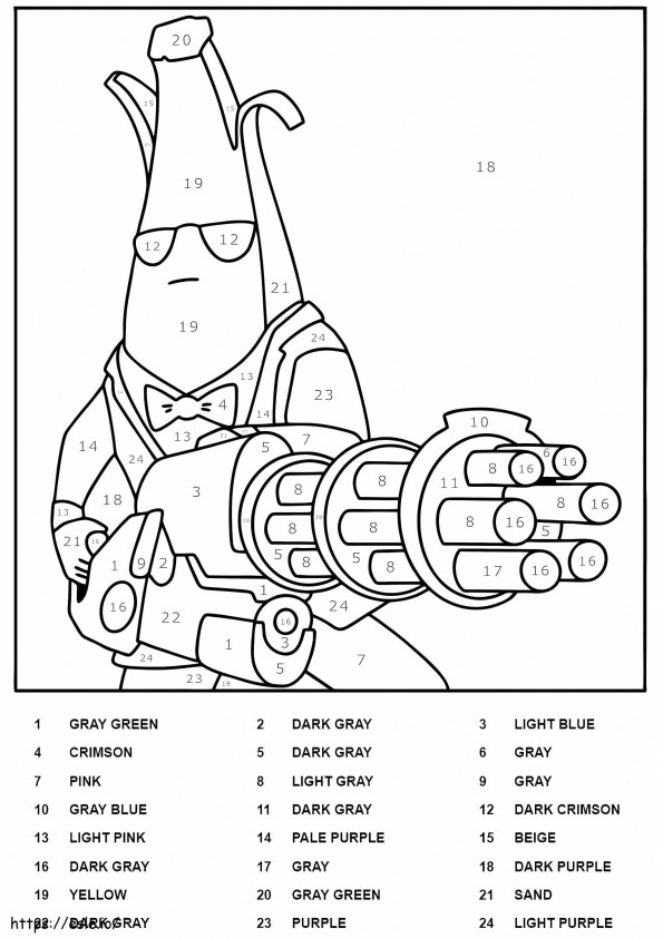 Agent Peely Fortnite Color By Number coloring page