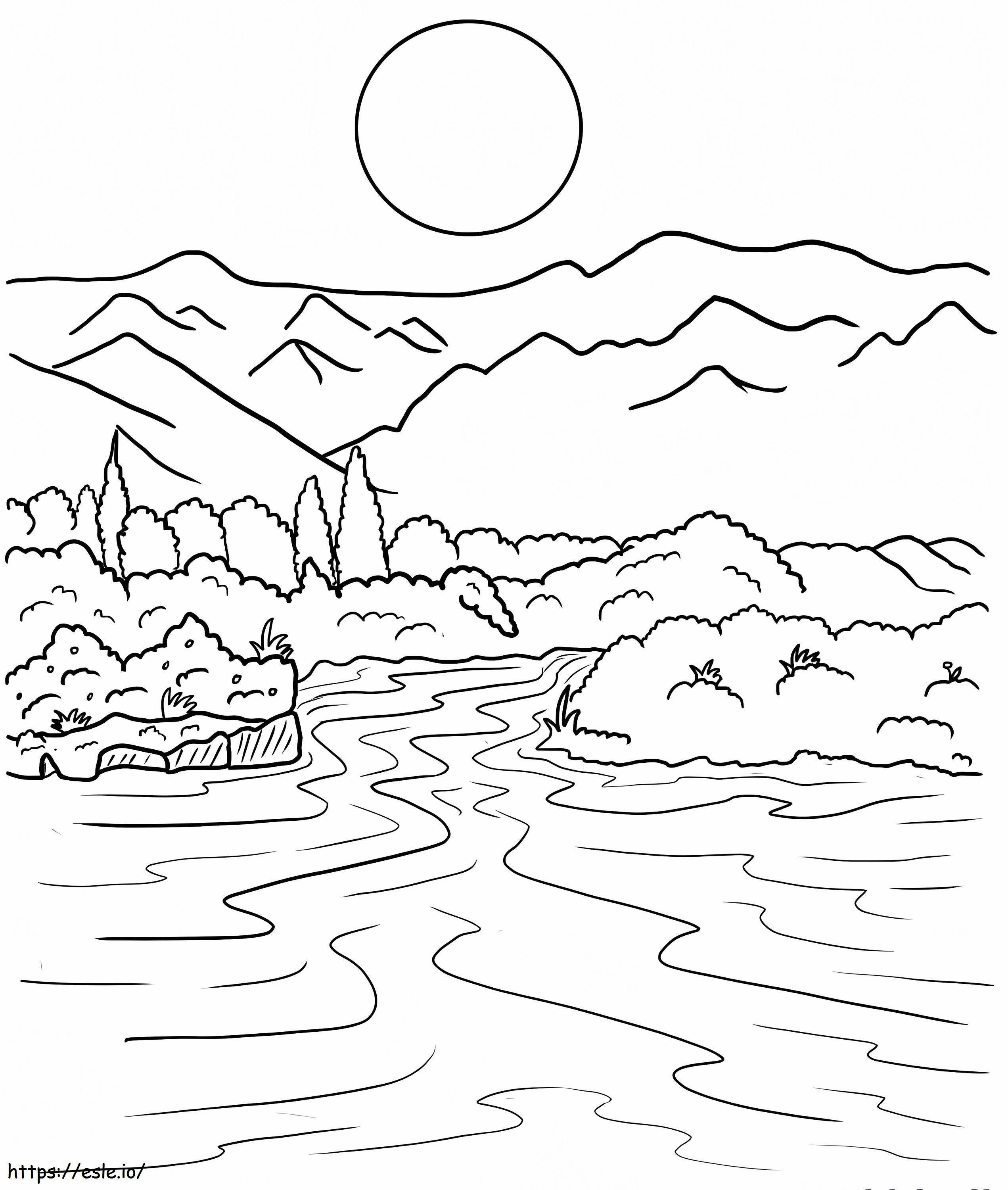 ナイル川の風景 ぬりえ - 塗り絵