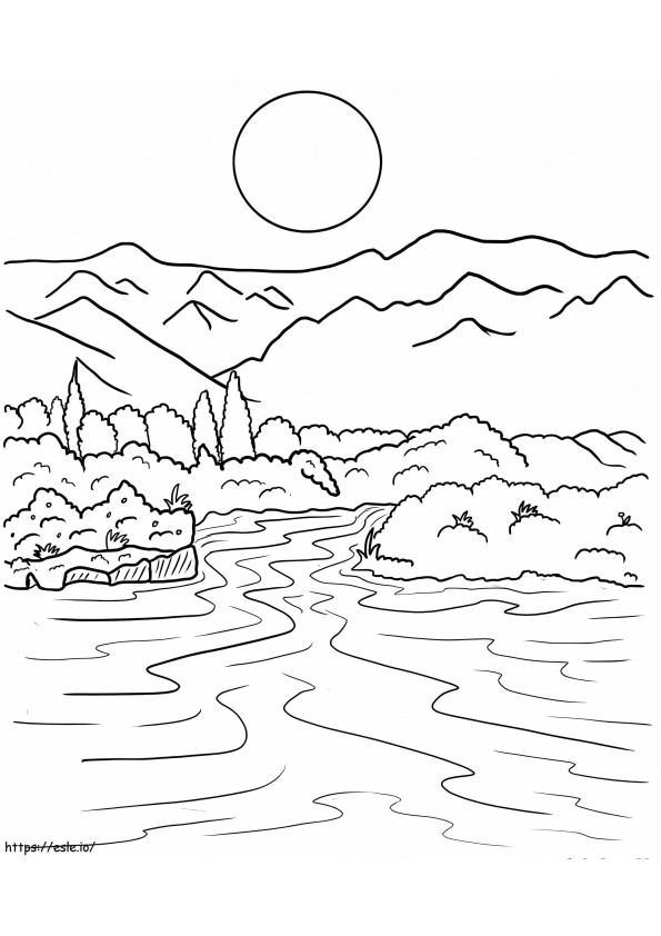 ナイル川の風景 ぬりえ - 塗り絵