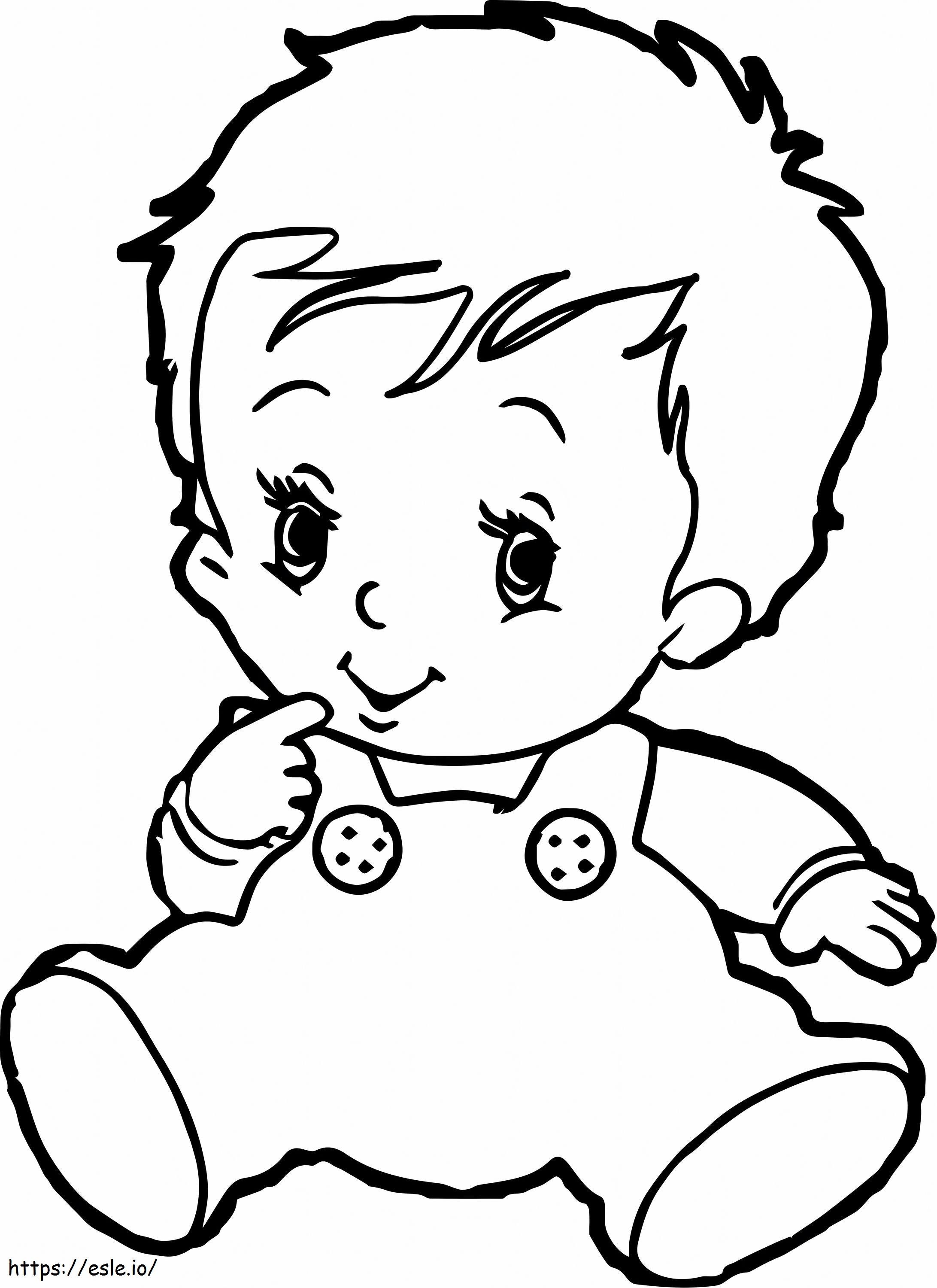 Disegno del bambino seduto da colorare