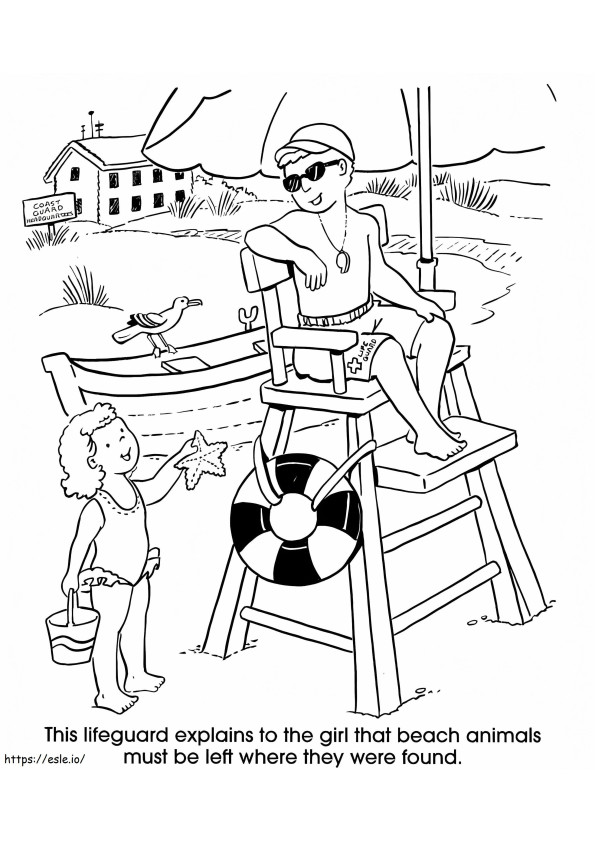 Lifeguard And Little Girl coloring page