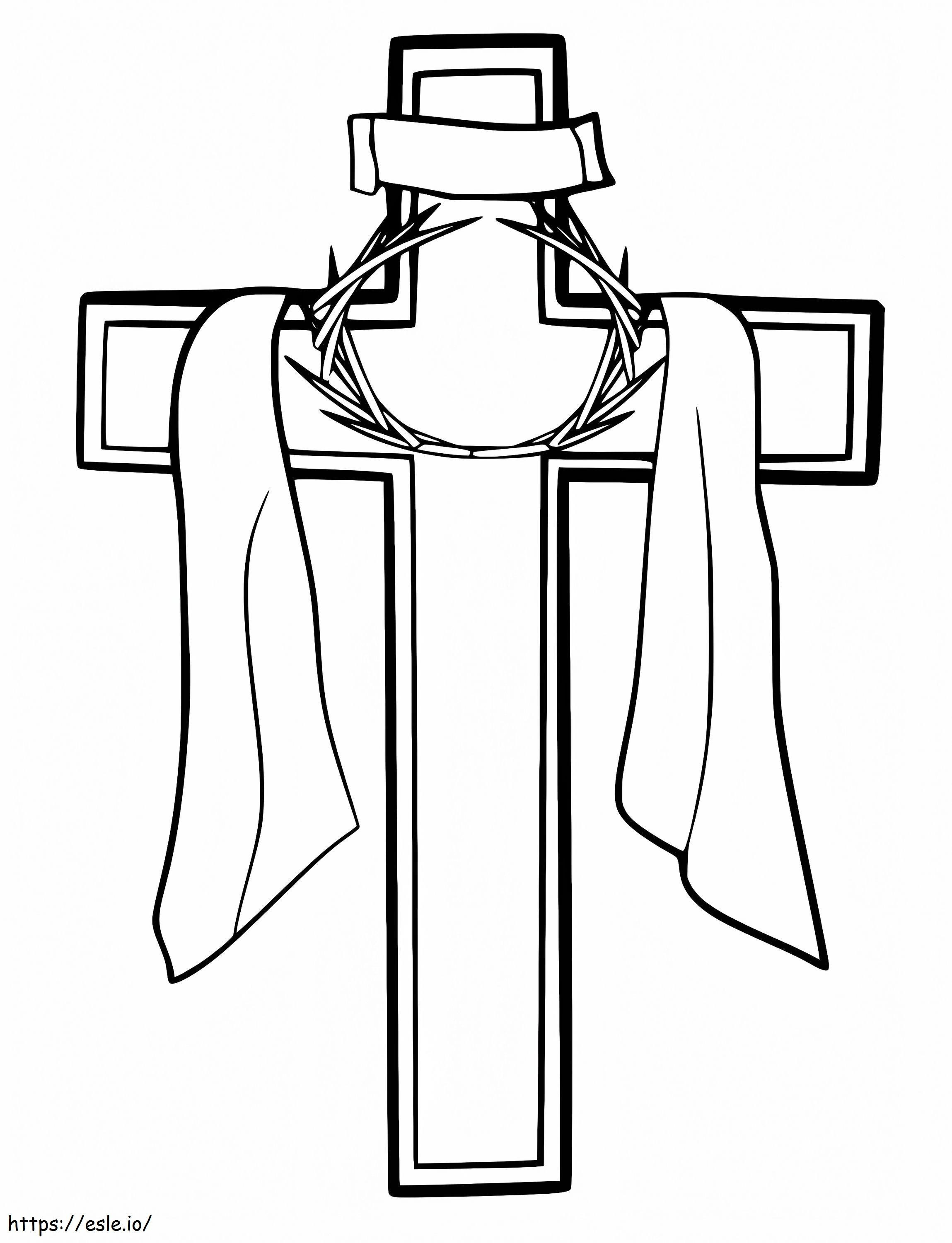 Coloriage Croix de Pâques avec couronne à imprimer dessin