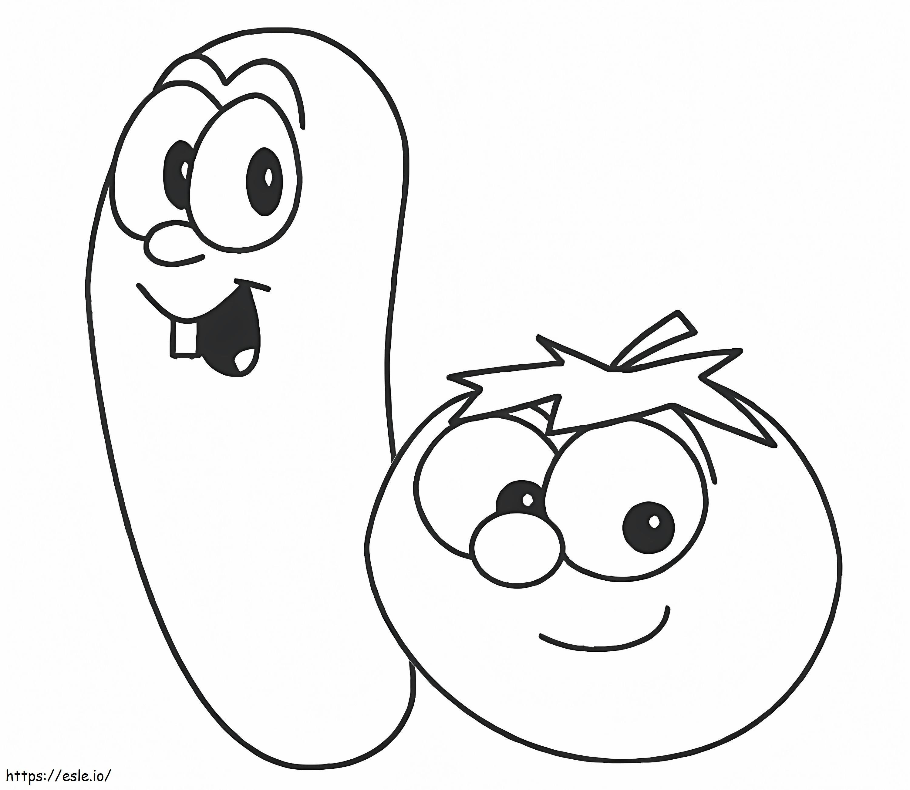 Cucumber And Tomato Cartoon coloring page