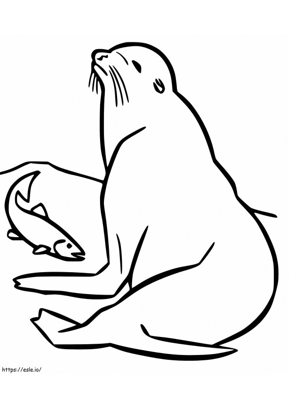 Sea Lion And A Fish coloring page