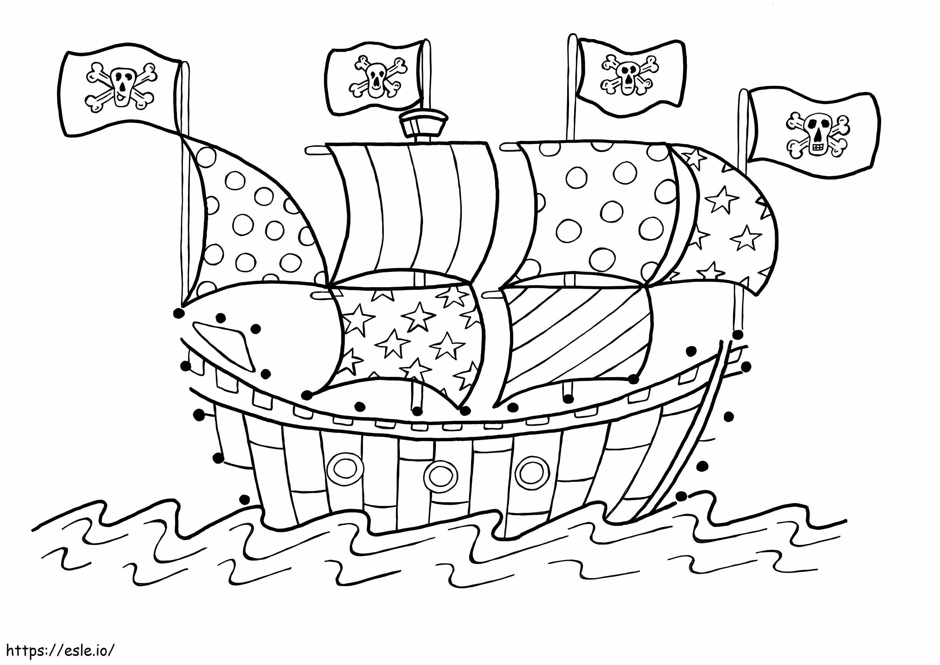 Cute Pirate Ship coloring page
