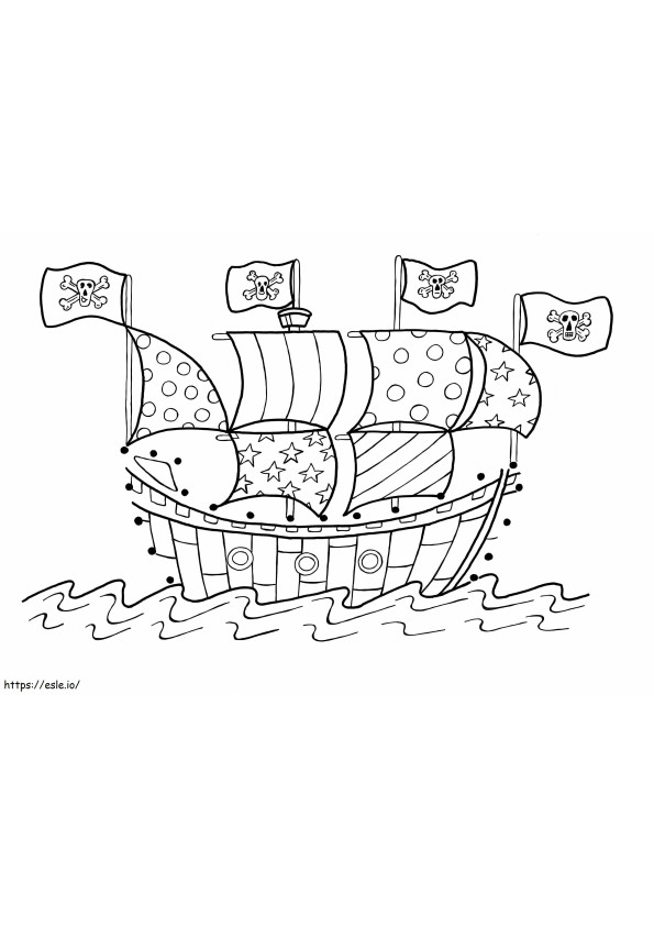 Coloriage Joli bateau pirate à imprimer dessin