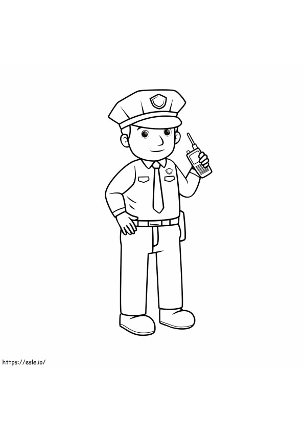 Polícia segurando walkie talkie para colorir