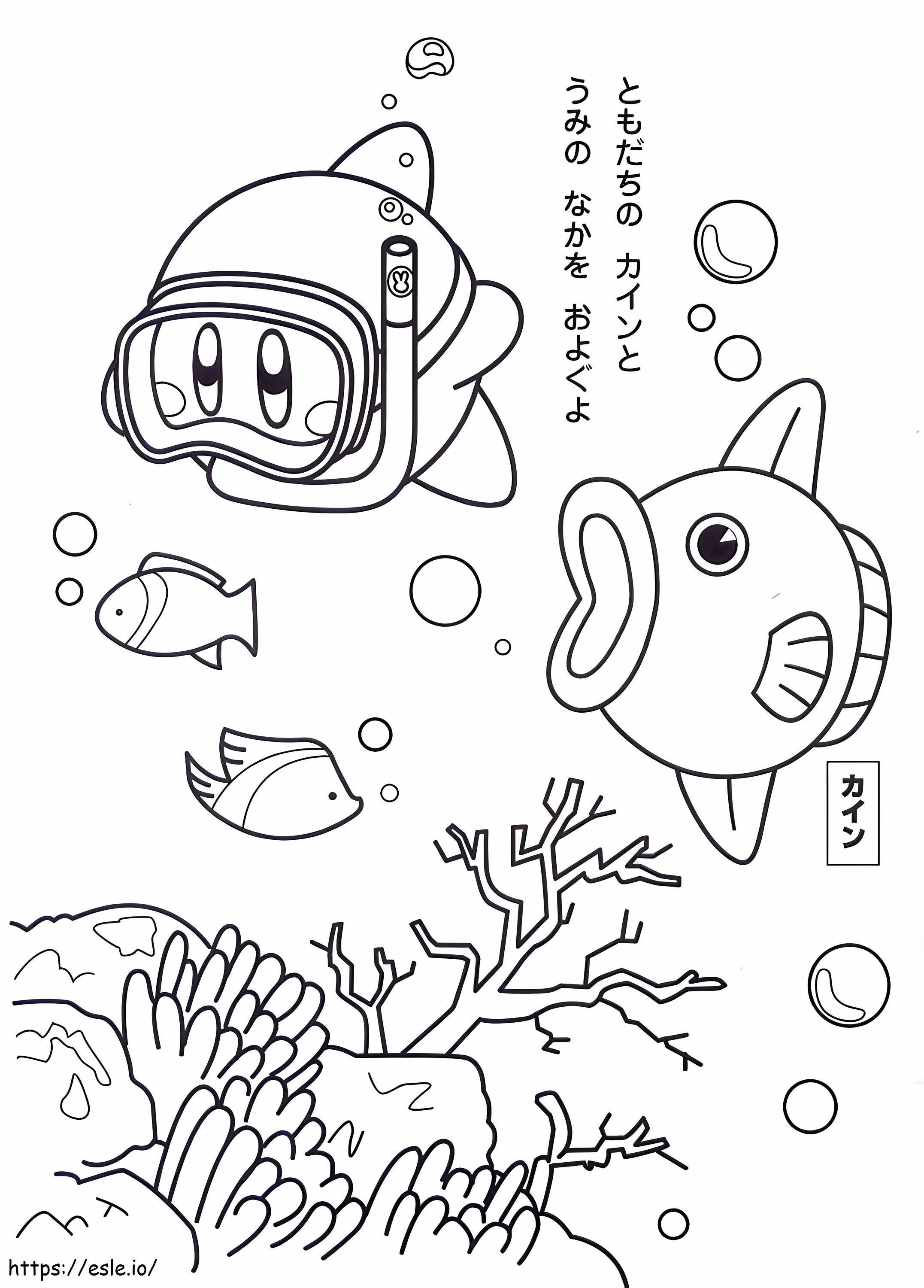 Coloriage Kirby Sous Locean 735X1024 à imprimer dessin