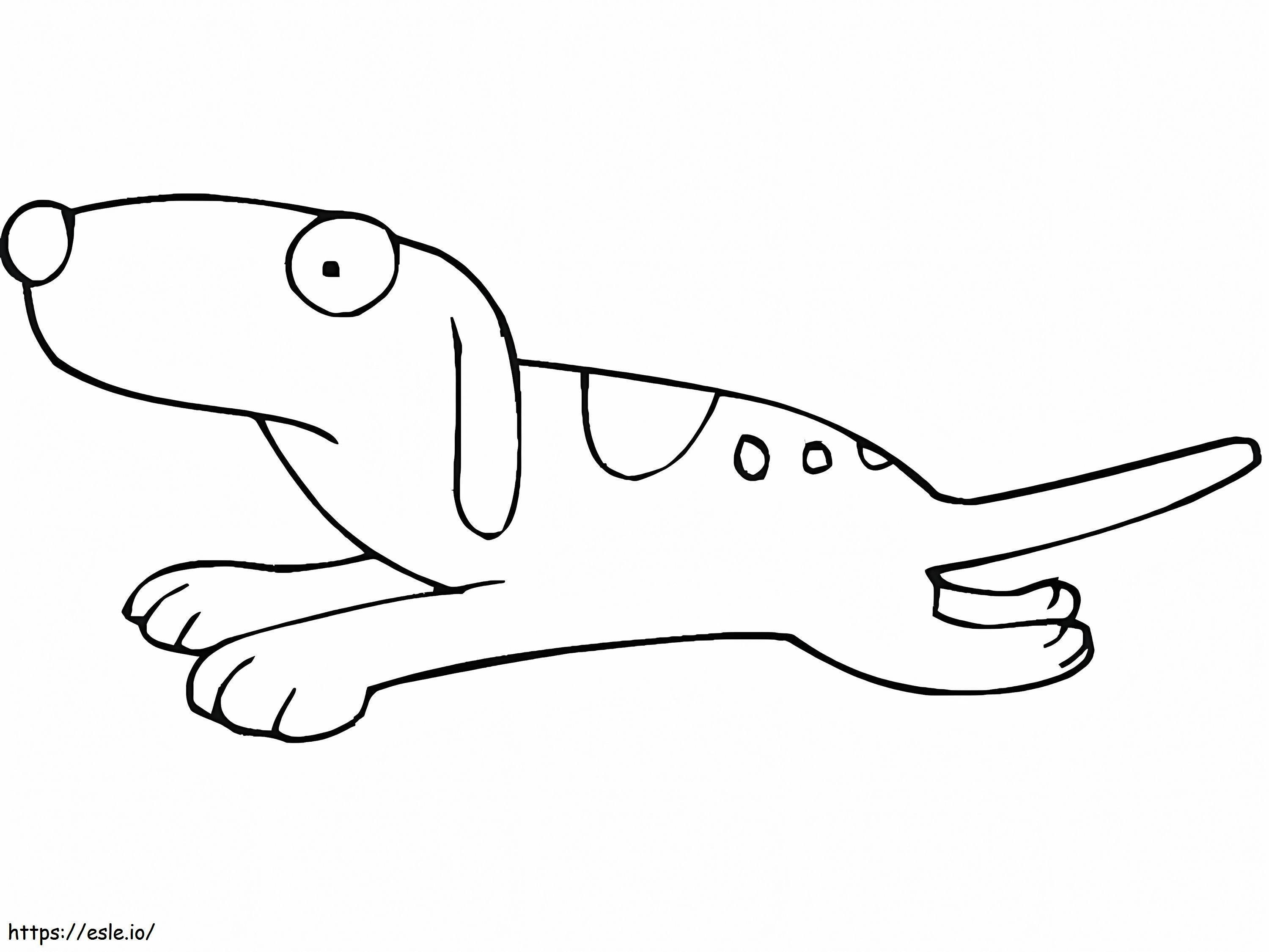 Coloriage Caricature d'un chien en mouvement à imprimer dessin