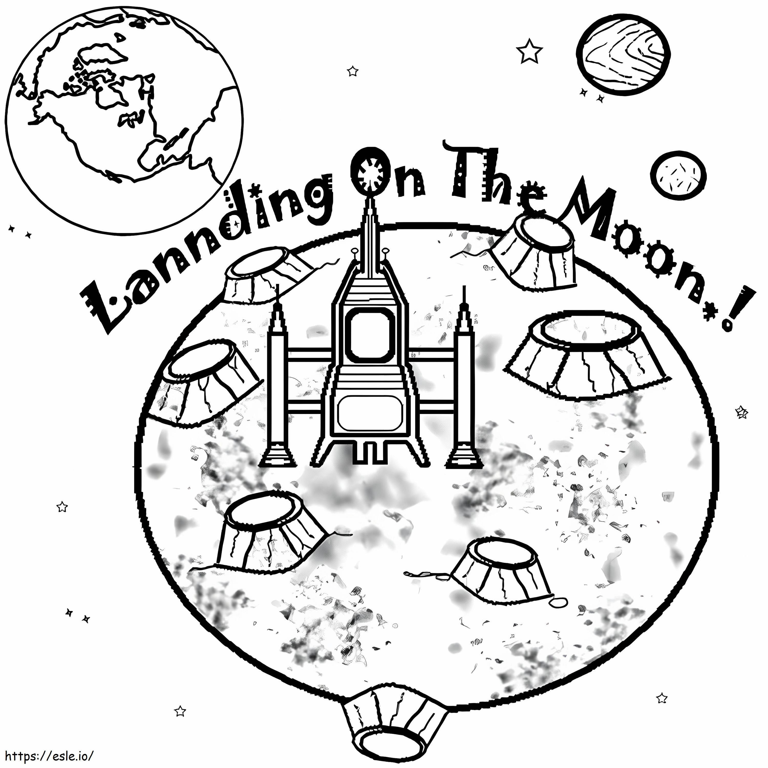 Lądowanie na Księżycu kolorowanka