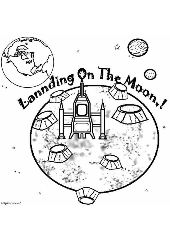 Landing op de maan kleurplaat
