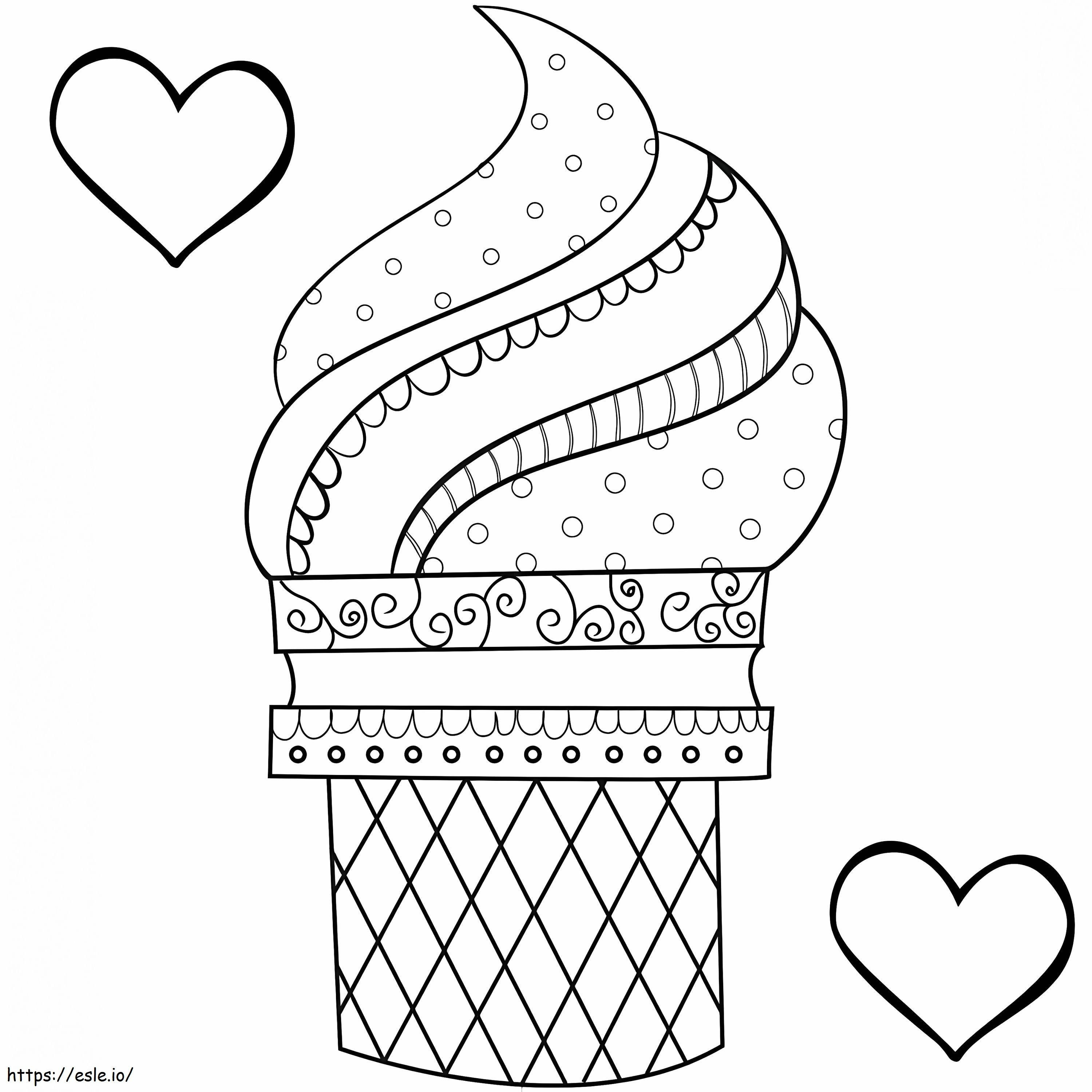 Înghețată pentru Valentine de colorat