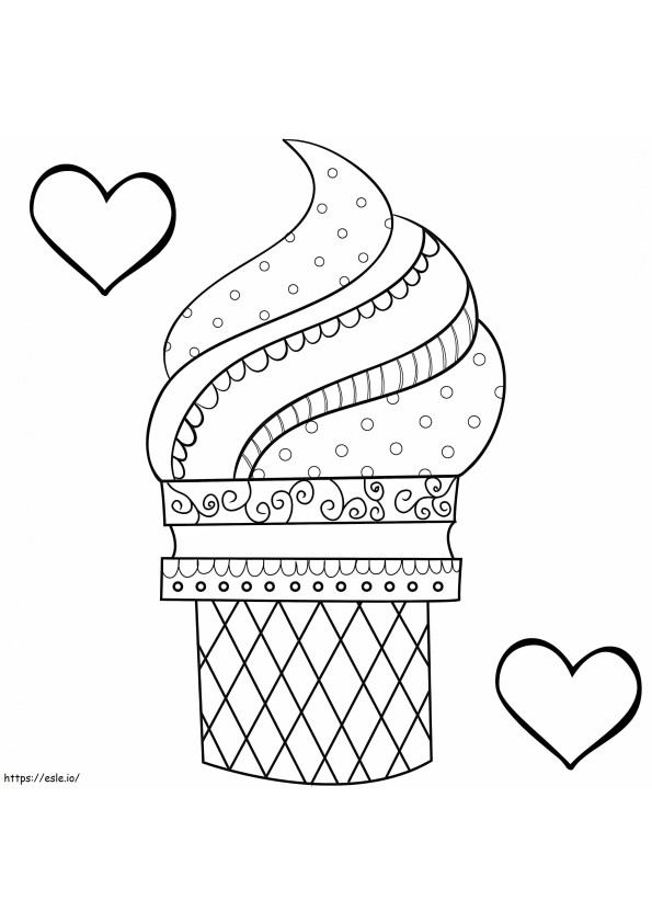 Înghețată pentru Valentine de colorat