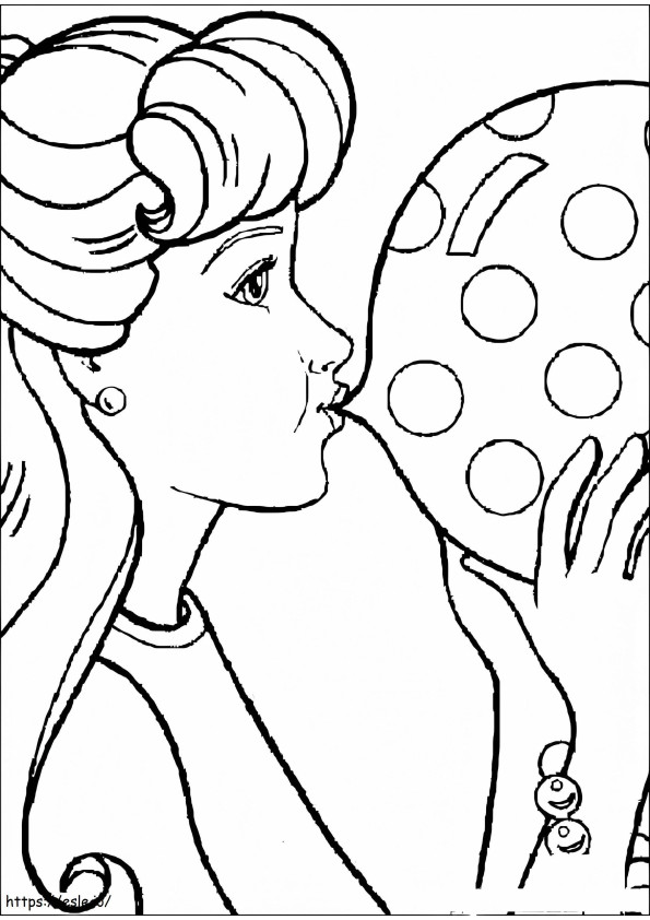 Barbie With Balloon coloring page