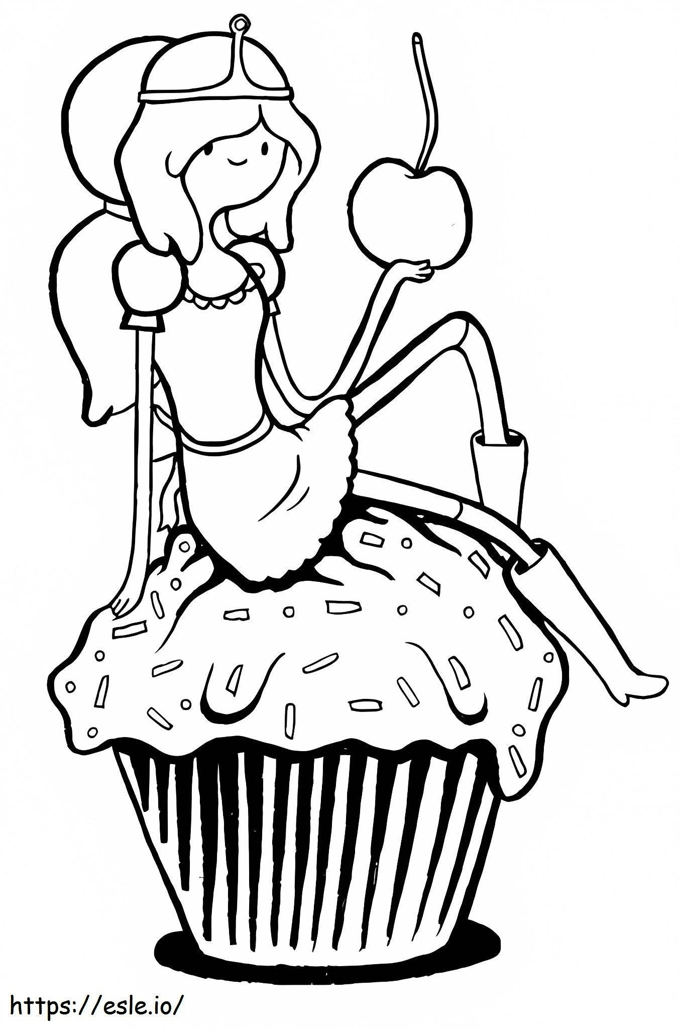 Prinses Bubblegum houdt appel vast kleurplaat kleurplaat