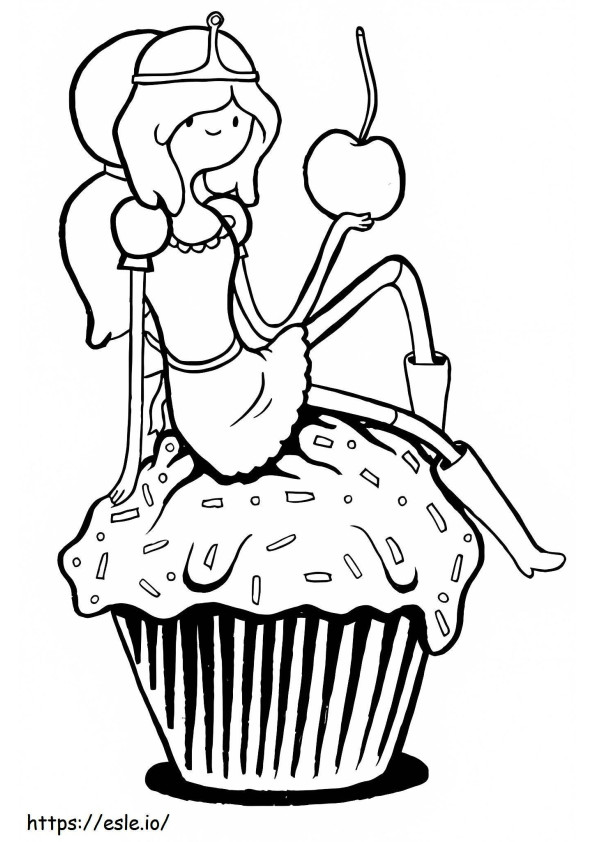 Prinses Bubblegum houdt appel vast kleurplaat
