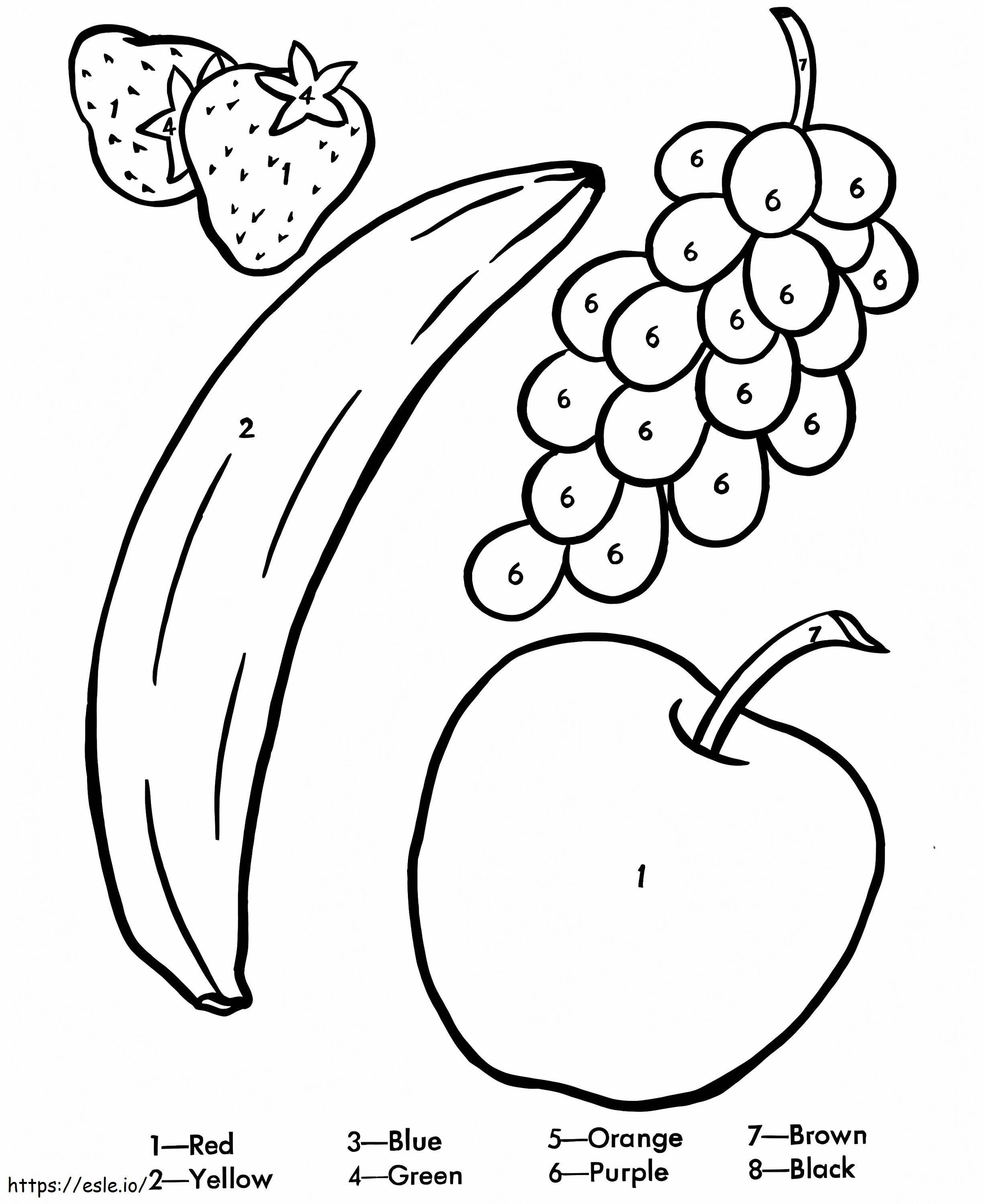 Fruits Color By Number Worksheet coloring page