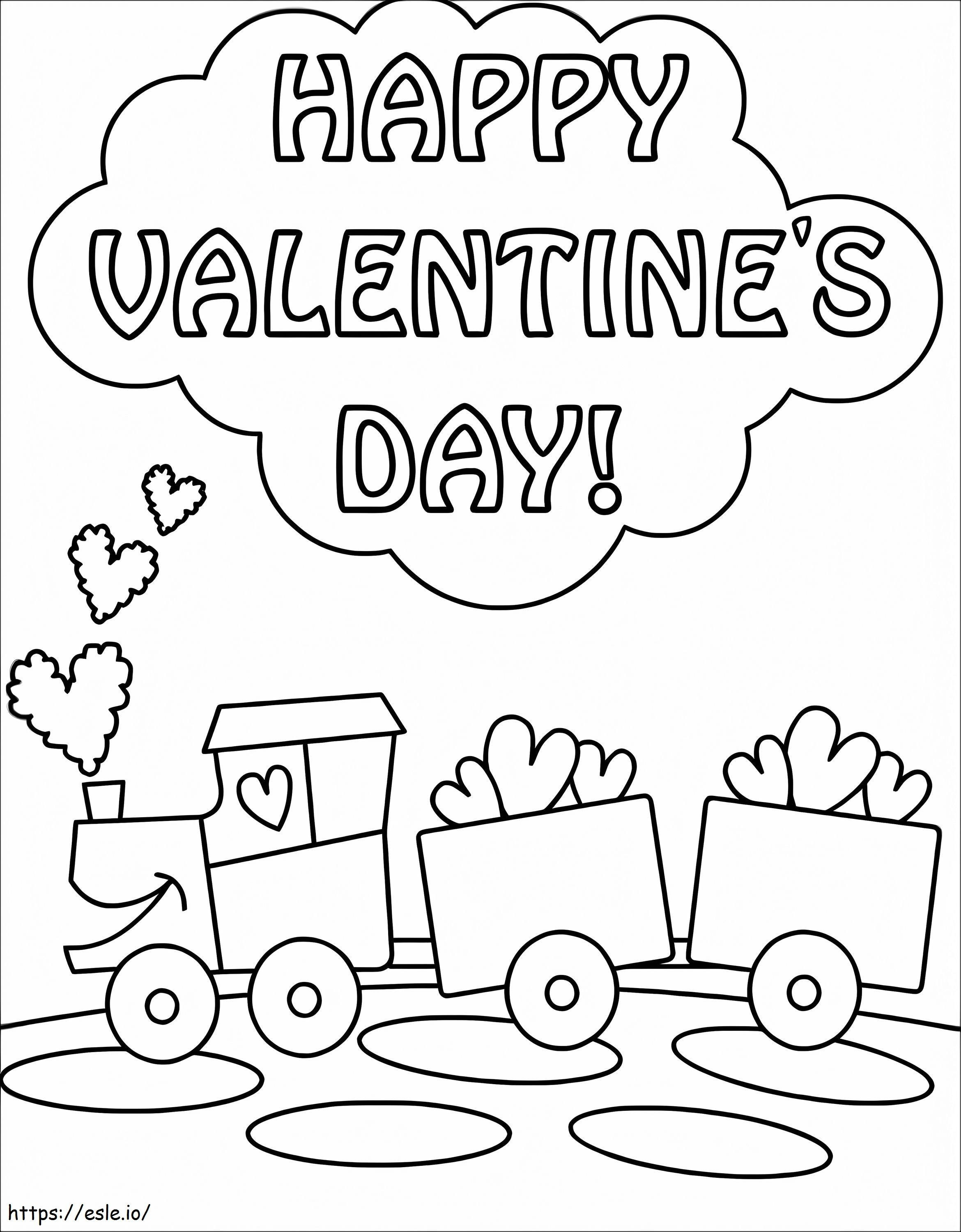 Feliz San Valentín con tren para colorear