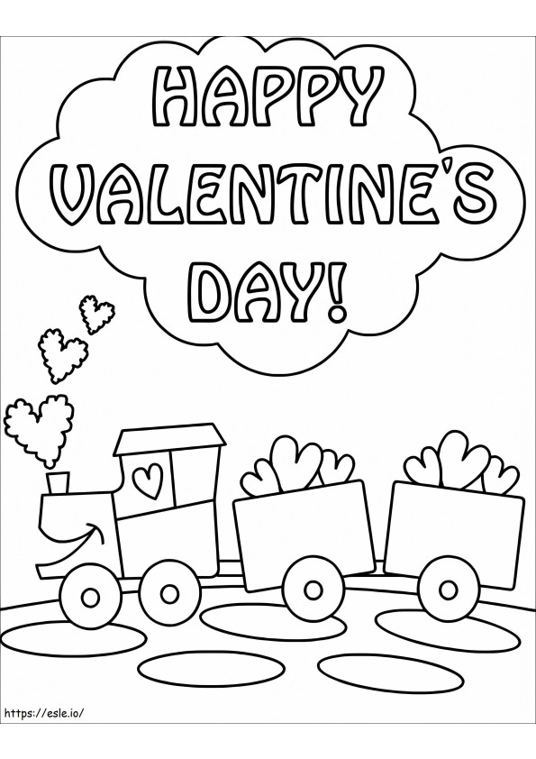 Gelukkige Valentijnskaart Met Trein kleurplaat