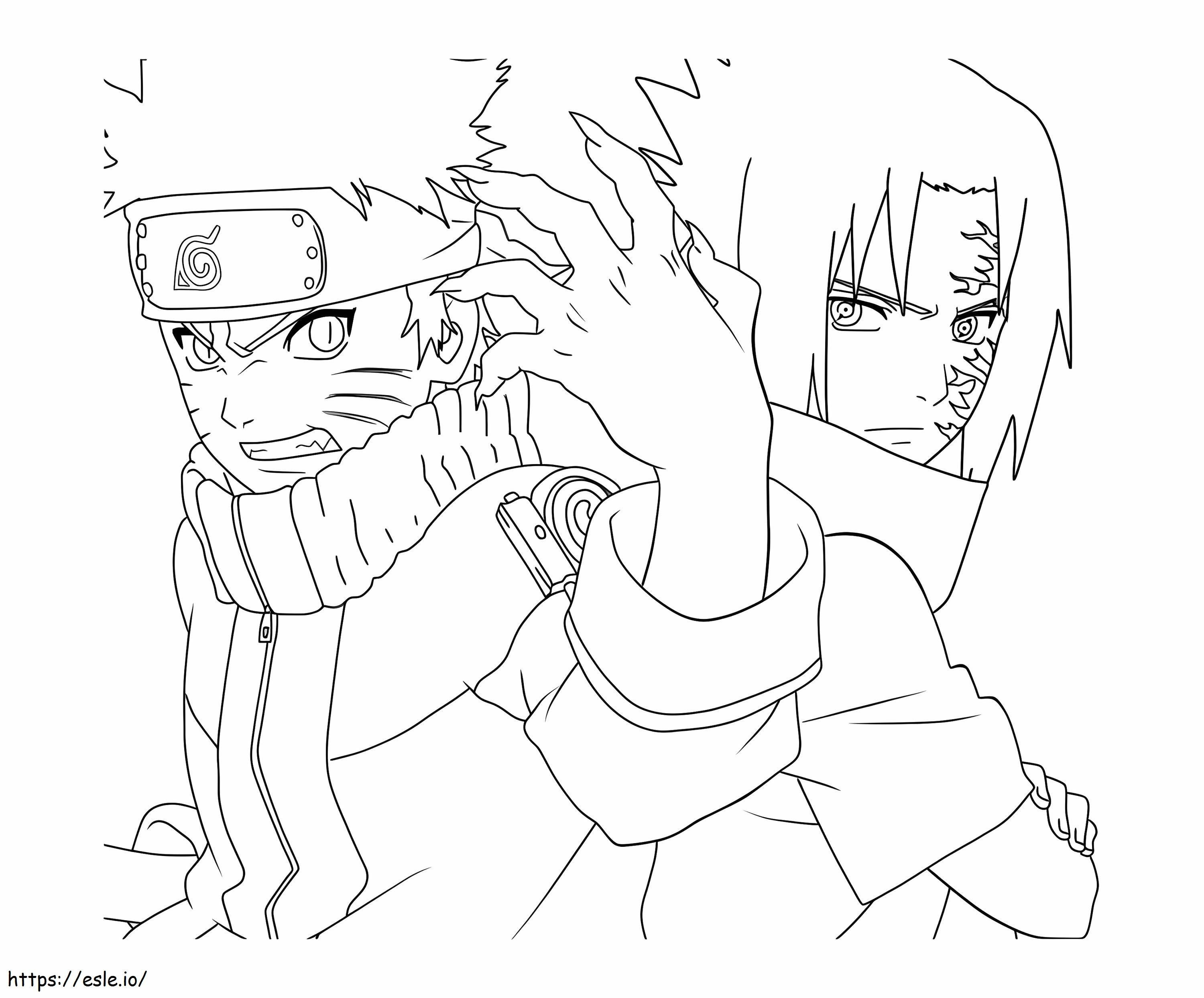 Micul Sasuke și Naruto de colorat