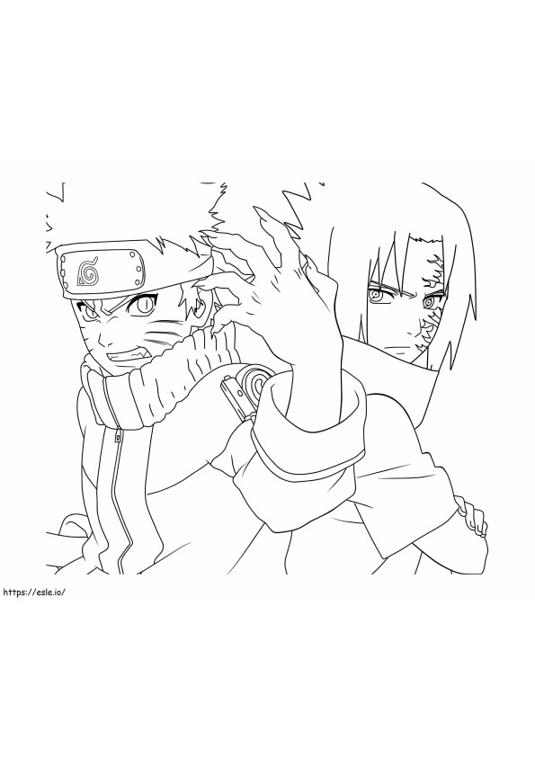 Coloriage Petit Sasuke et Naruto à imprimer dessin