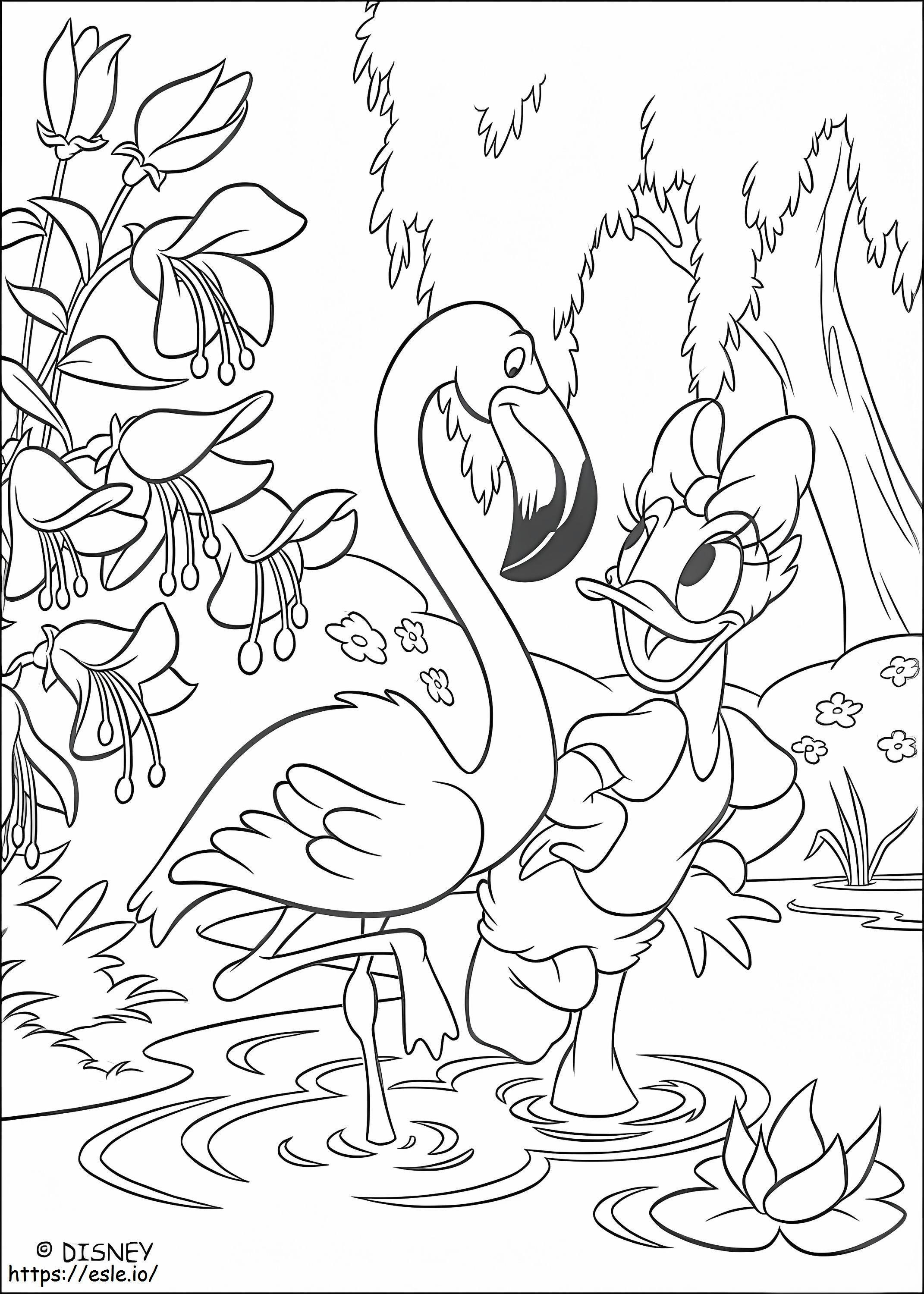 Daisy And Flamingo coloring page