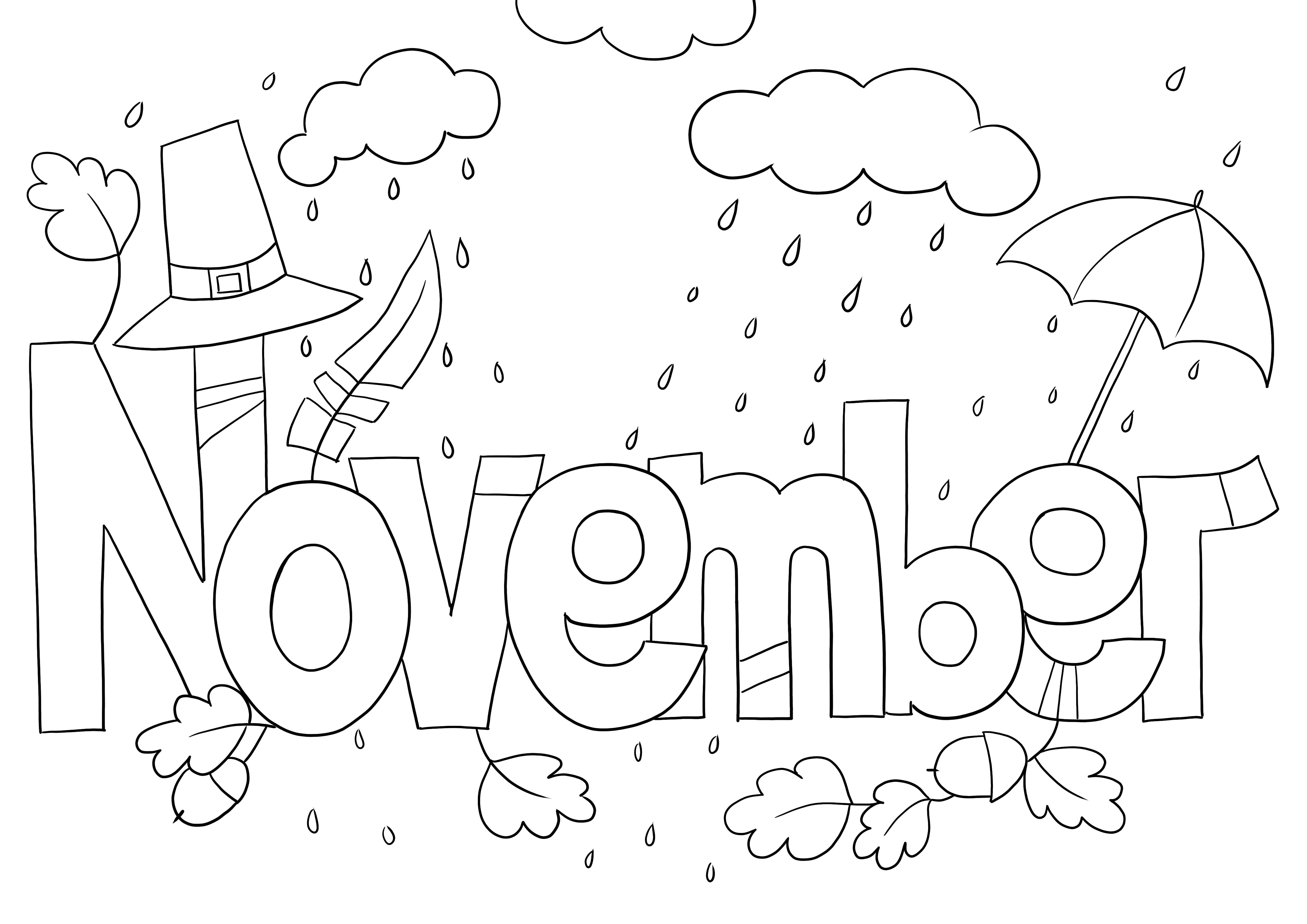 November month for free downloading and easy coloring