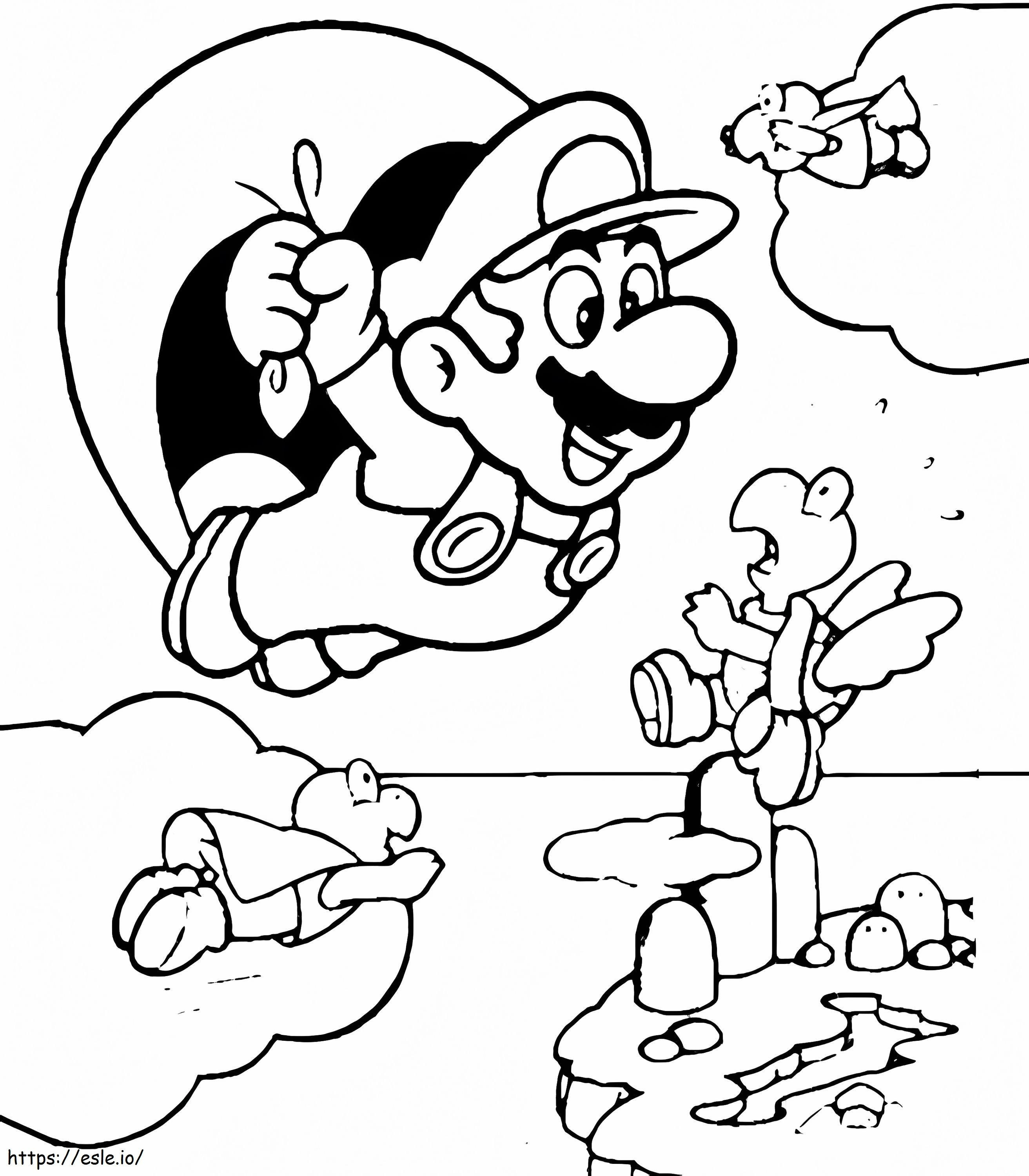 Mario Terbang Gambar Mewarnai