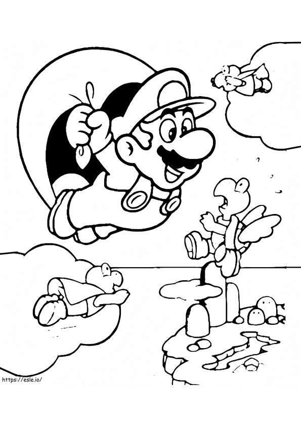 Coloriage Mario volant à imprimer dessin