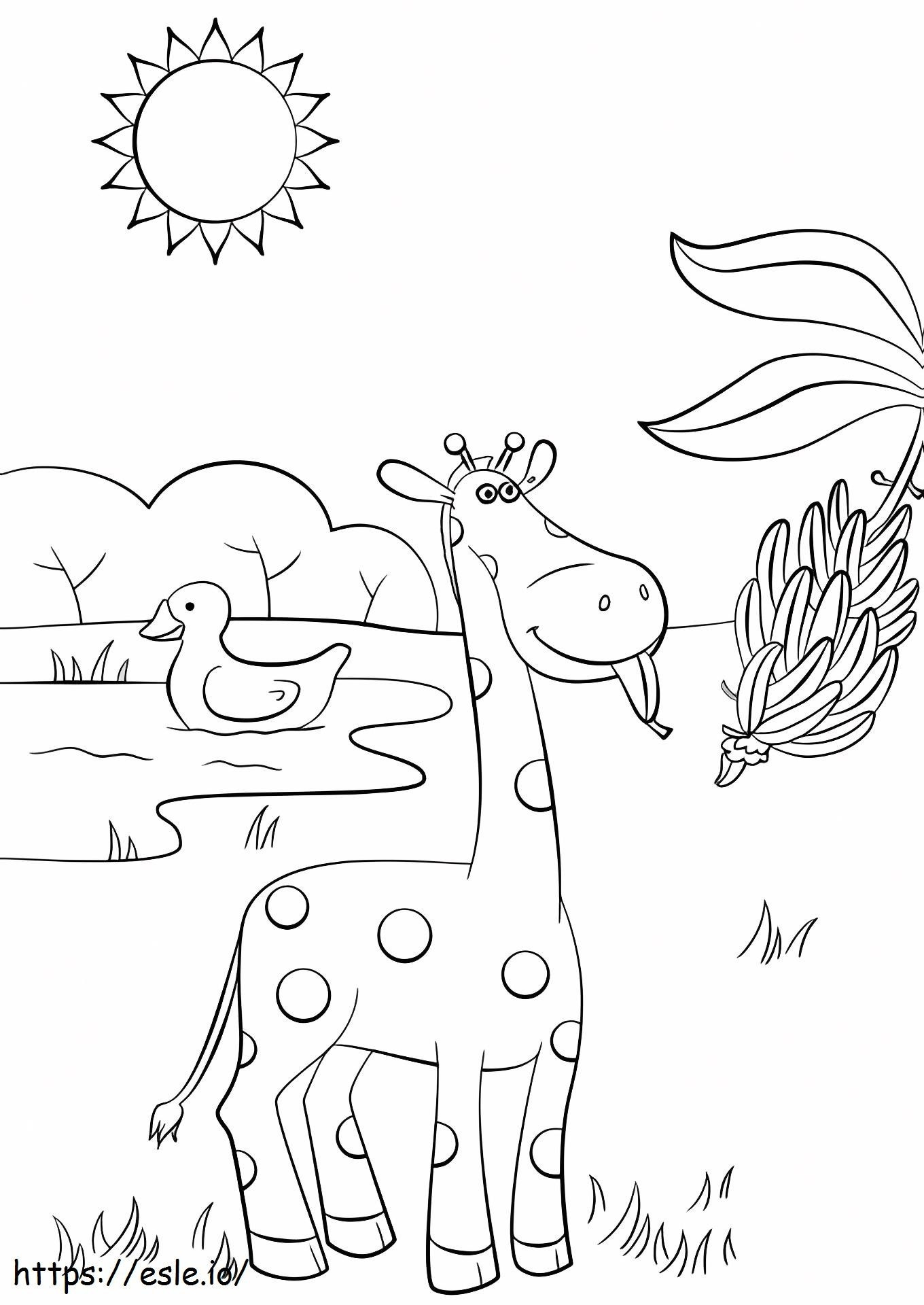 1529035390 Girafa Comendo Banana para colorir