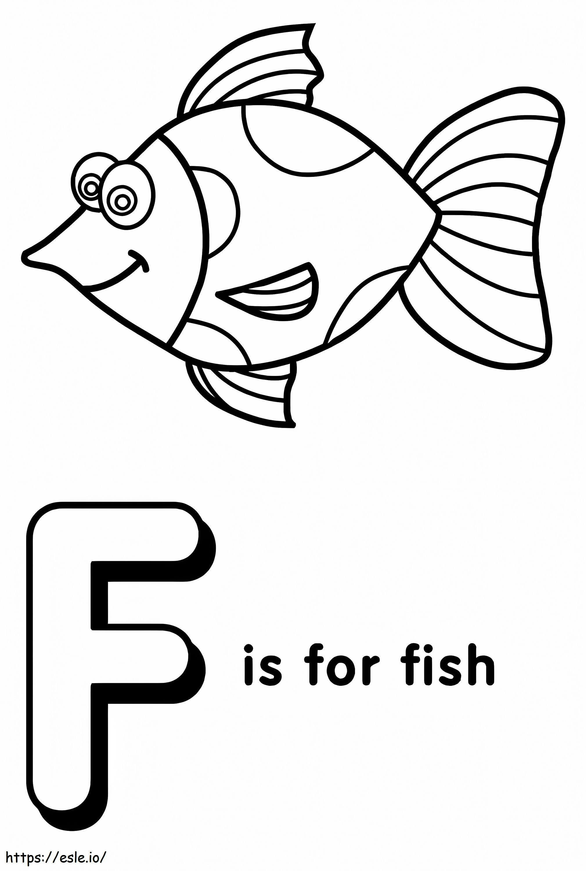 笑う魚の文字 F ぬりえ - 塗り絵