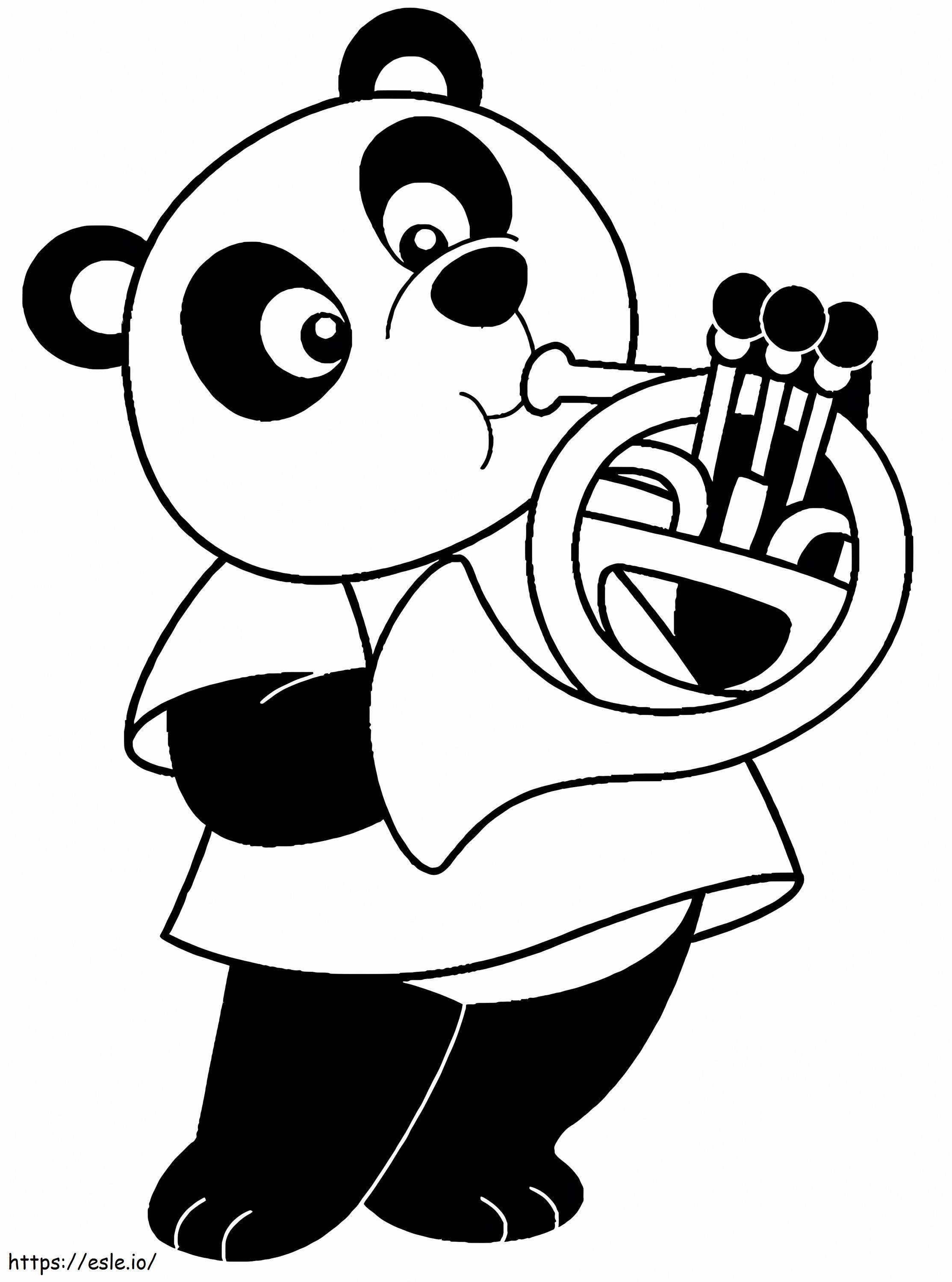 Panda gra na trąbce kolorowanka