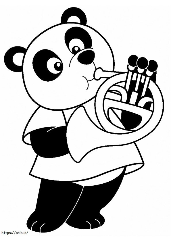 Panda soittaa trumpettia värityskuva