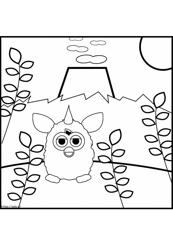 Coloriage Furby et volcan à imprimer dessin