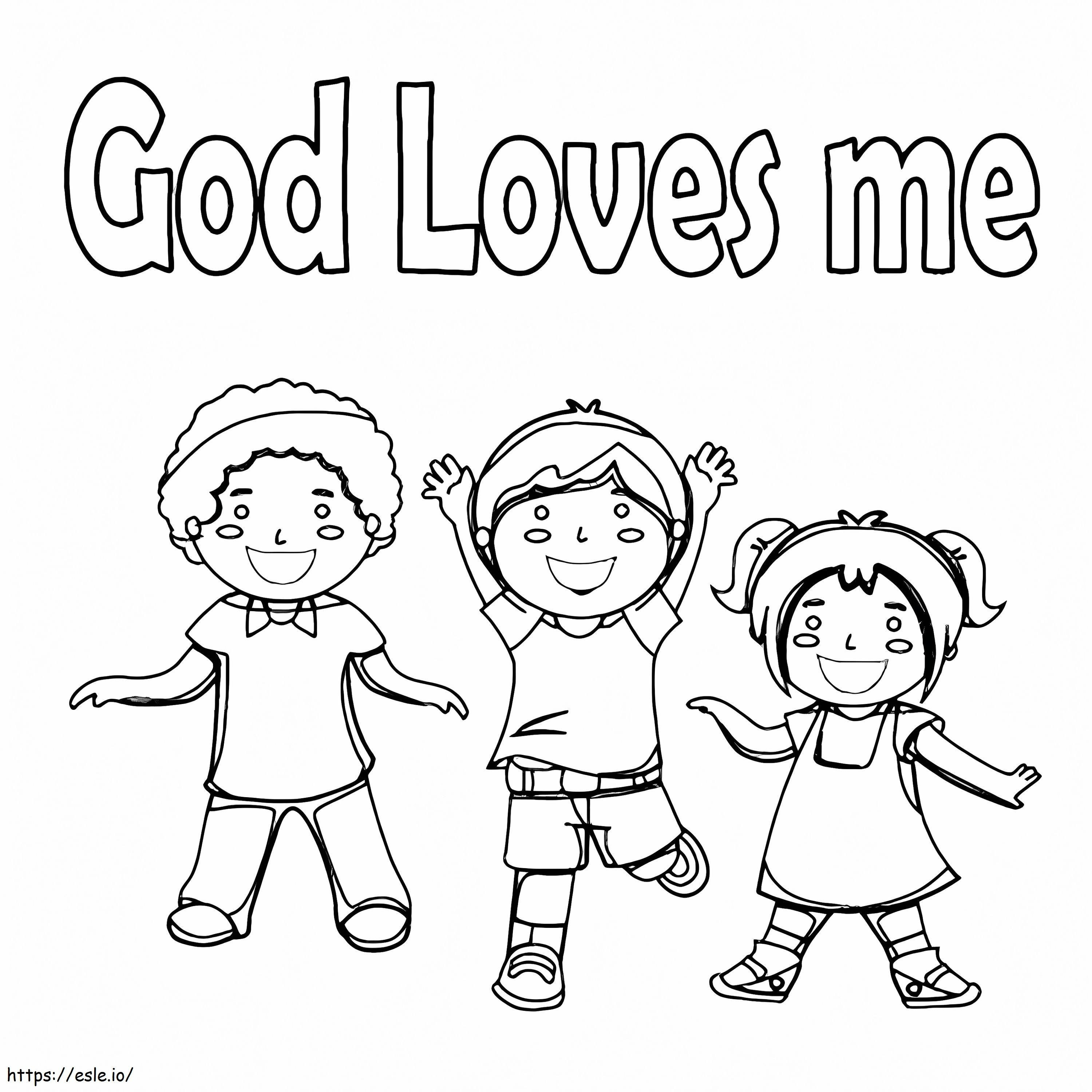 Print God Loves Me coloring page