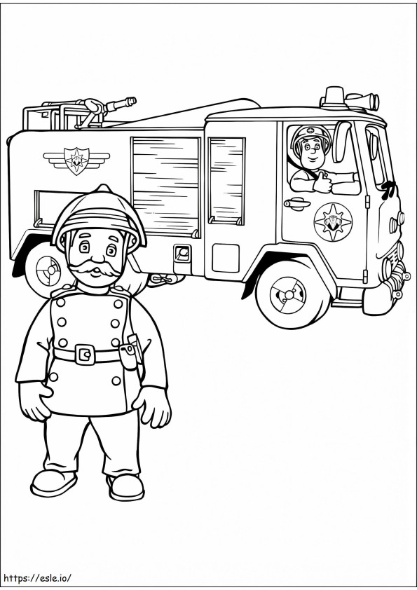 Brandweerman Sam-personages 9 kleurplaat