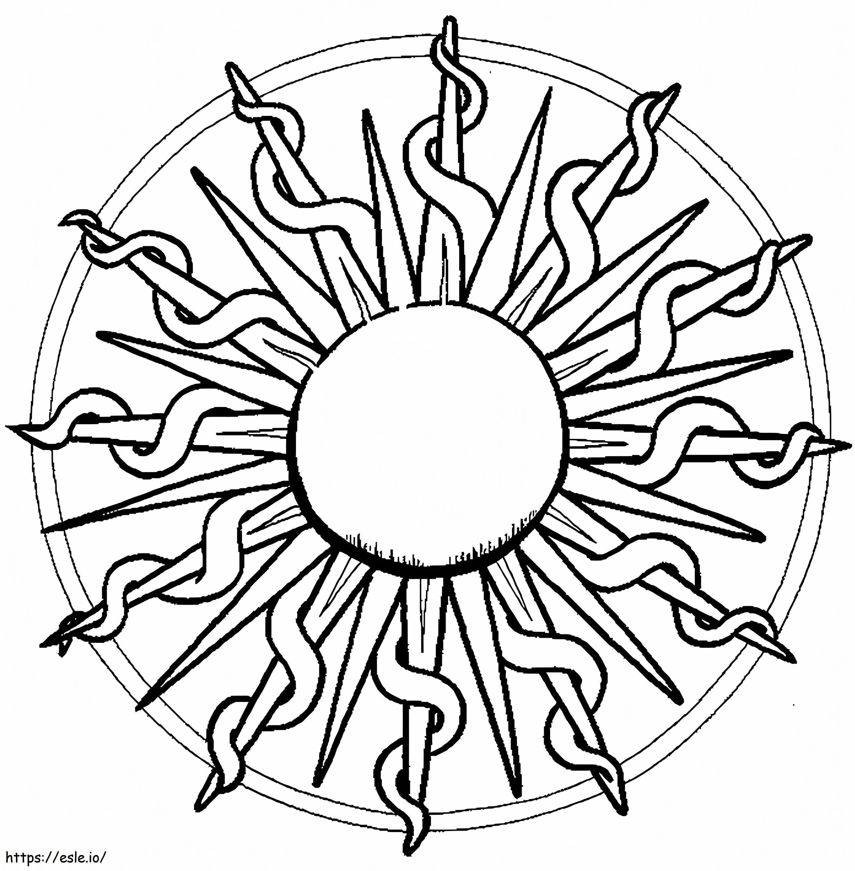 Die Mandalas der Sonne im Kreis ausmalbilder