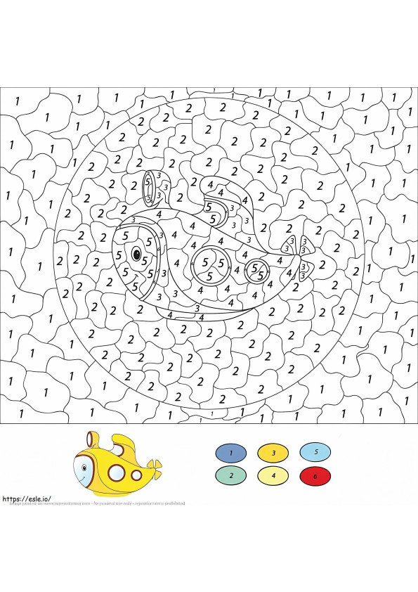 Submarine Color By Number coloring page
