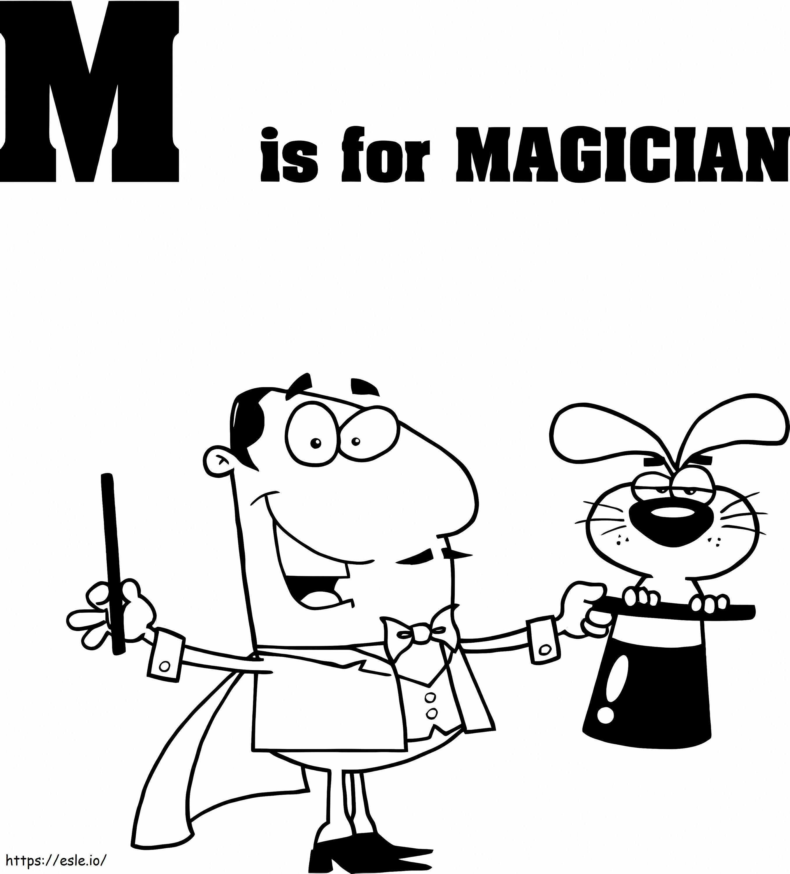Magician litera M de colorat