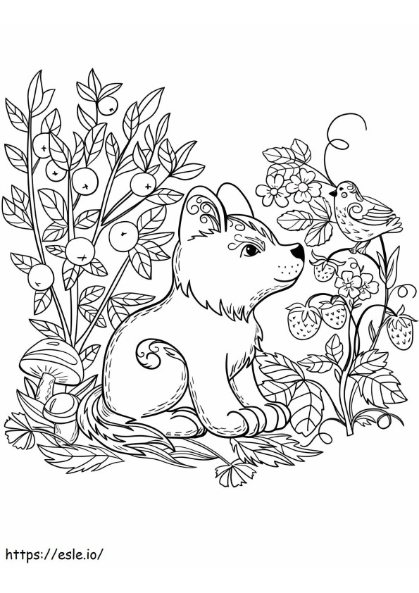 1533003837 Puppy Dog And Bird A4 coloring page