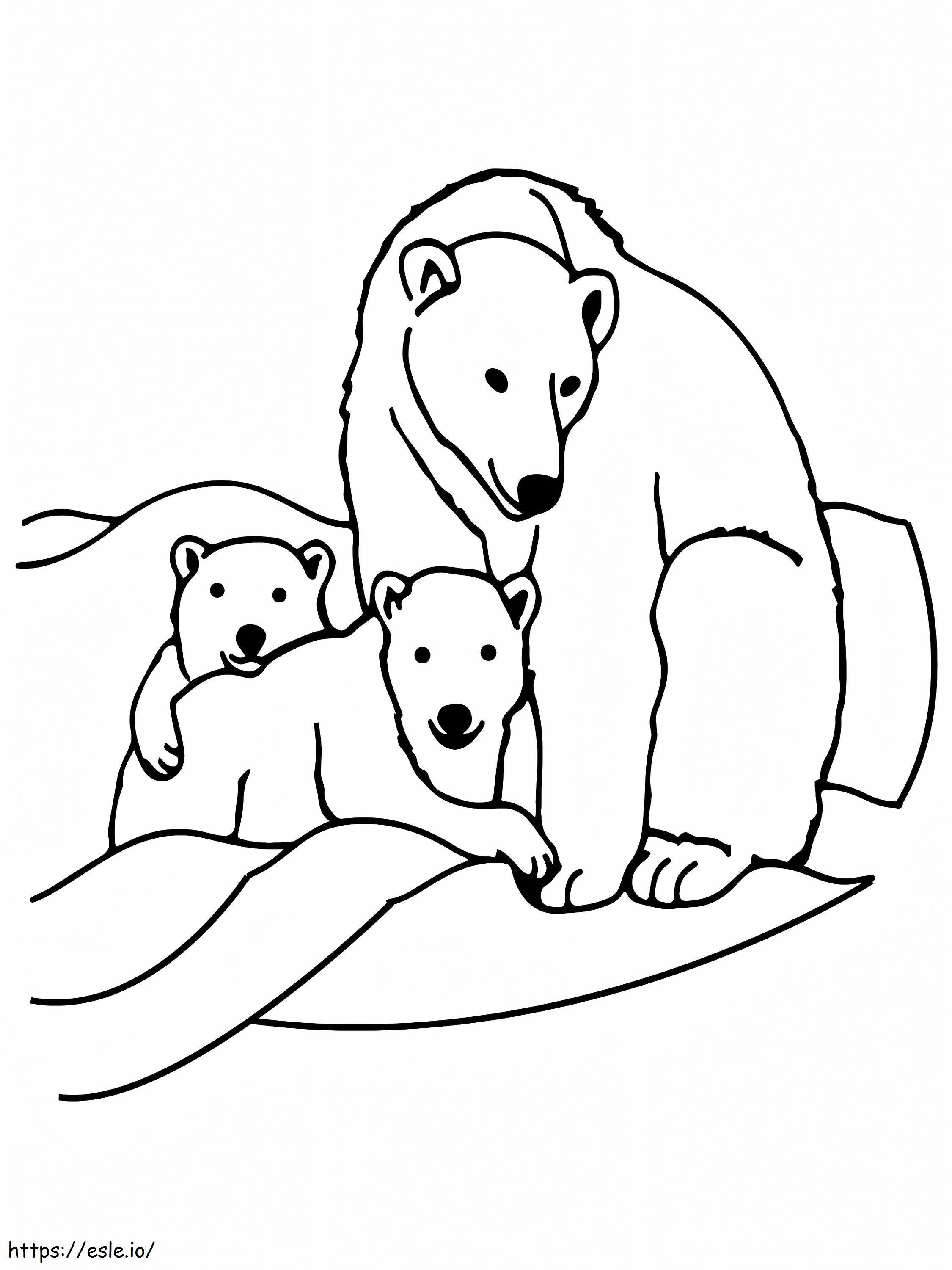 Rodzina niedźwiedzi polarnych zwierząt kolorowanka