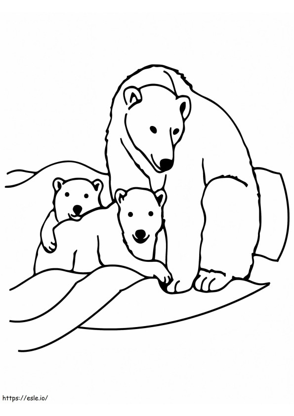 Familia Oso Animales Árticos para colorear
