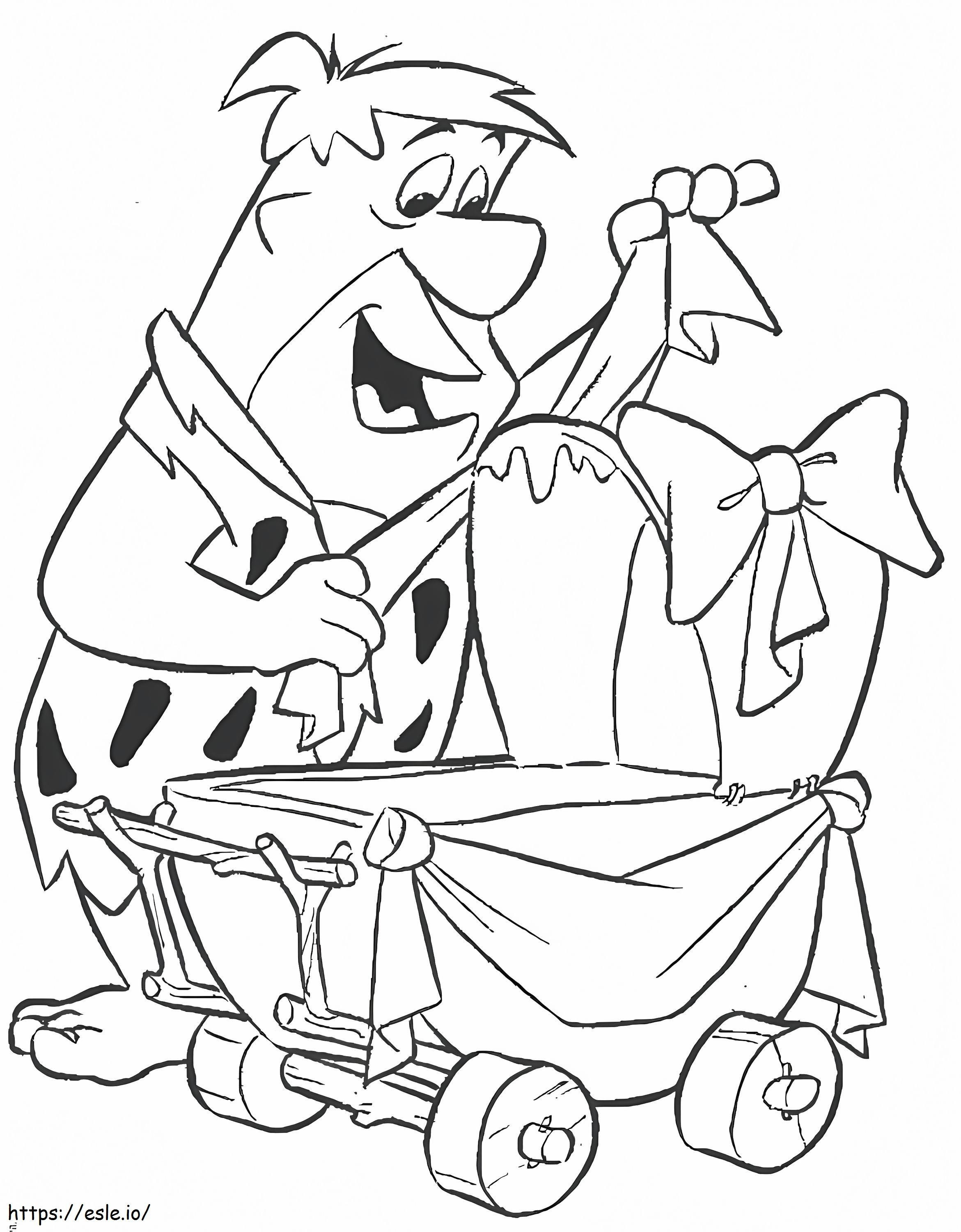 Coloriage Fred Flintstone et bébé à imprimer dessin