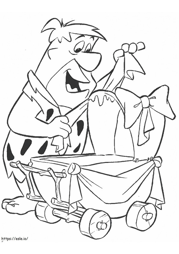 Fred Flintstone ja vauva värityskuva