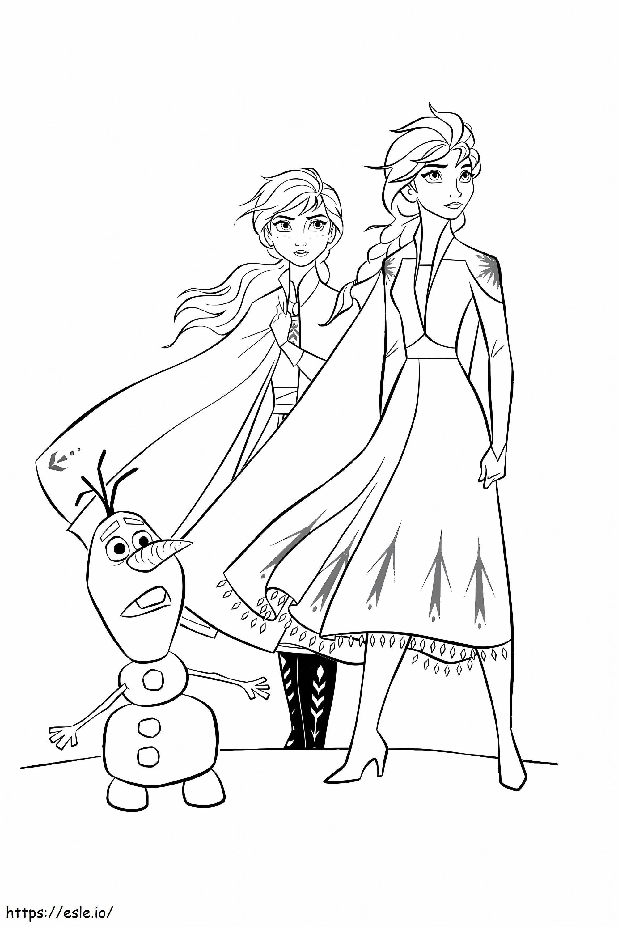 Elsa Anna Et Olaf da colorare